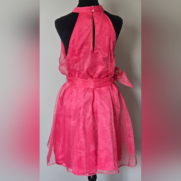 Venus Hot Pink Organza Halter Mini Dress- Size M NWOT - Picture 3 of 8